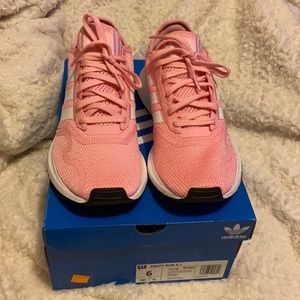Pink size 6 adidas swift run x j w/ box